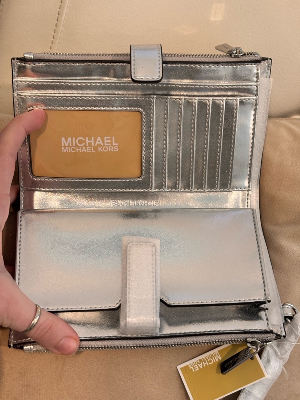 Michael Kors Jet Set Travel Large Embellished Signature Logo Wristlet NWT $278+ - Picture 9 of 14